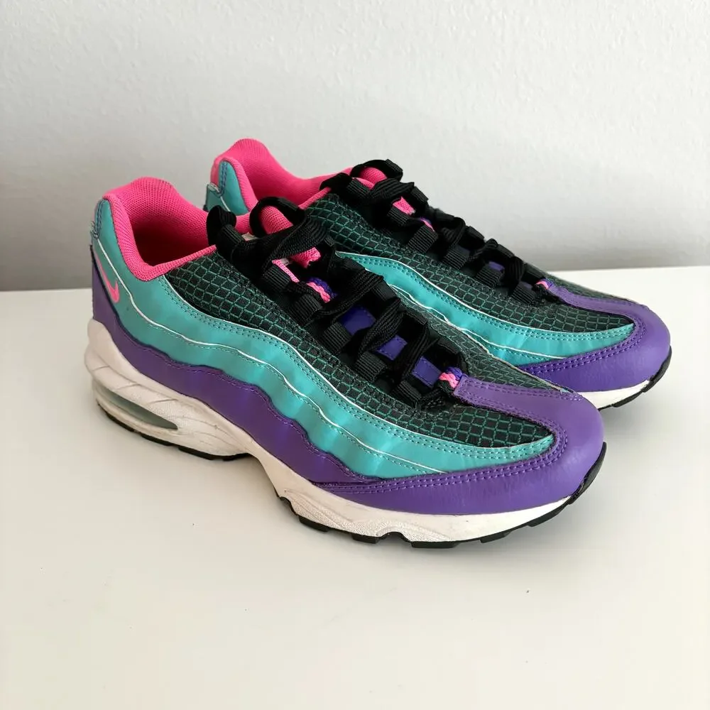 Nike Air Max 95 Youth Size 7 Sneakers Green Cabana Hyper Grape Kids Shoes 7Y